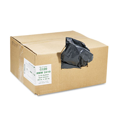 Earthsense Commercial
Recycled Can Liners, 7-10
gal, 0.85 mil, 24 x 23,
Black, 500/Carton