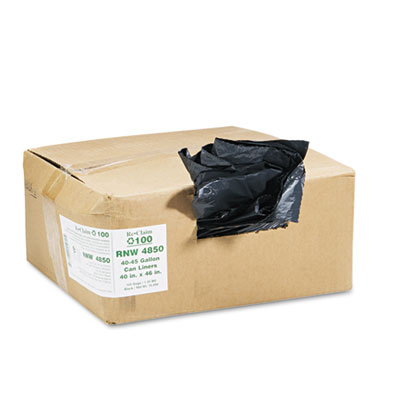 Earthsense Commercial
Recycled Can Liners, 40-45
gal, 1.25 mil, 40 x 46,
Black, 100/Carton