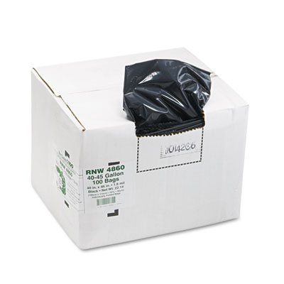 Earthsense Commercial
Recycled Can Liners, 40-45
gal, 1.65 mil, 40 x 46,
Black, 100/Carton