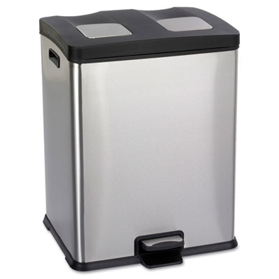 Safco Right-Size Recycling
Station, Rectangular,
Steel/Plastic, 15 gal,
Stainless/Blk