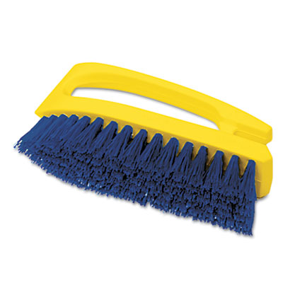 Rubbermaid Commercial
Iron-Shaped Scrub Brush, 6&quot;
Brush, Yellow Plastic
Handle/Blue Bristles