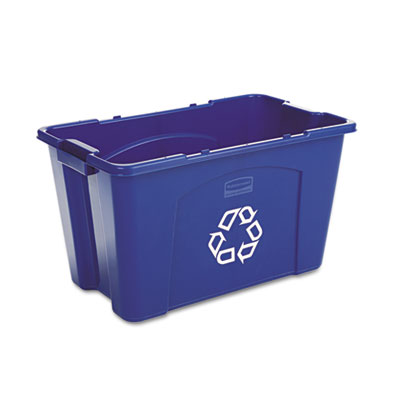 Rubbermaid Commercial
Stacking Recycle Bin,
Rectangular, Polyethylene, 18
gal, Blue