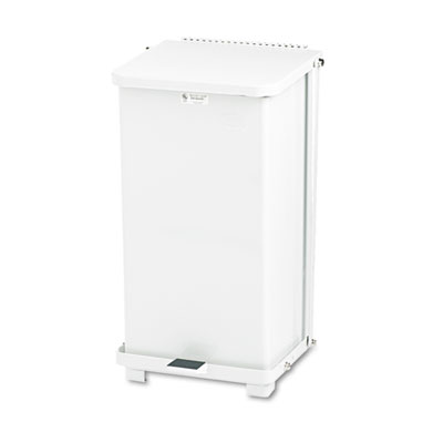 Rubbermaid Commercial
Defenders Biohazard Step Can,
Square, Steel, 12 gal, White