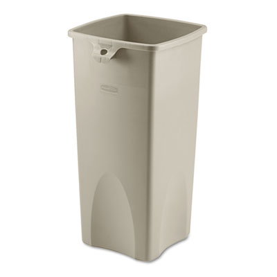 Rubbermaid Commercial
Untouchable Waste Container,
Square, Plastic, 23 gal, Beige