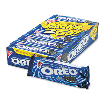 Nabisco Oreo Cookies,
Chocolate w/Cream Center,
6-Cookie Pack, 12 Packs/Box