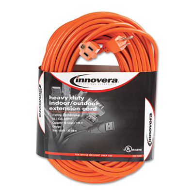 Innovera Indoor/Outdoor
Extension Cord, 100 Feet,
Orange