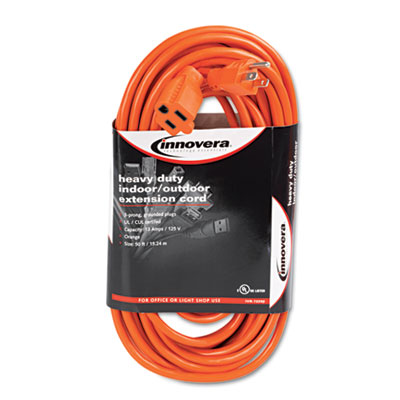 Innovera Indoor/Outdoor
Extension Cord, 50 Feet,
Orange