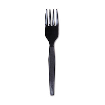 Dixie Plastic Cutlery, Heavy Mediumweight Forks, Black