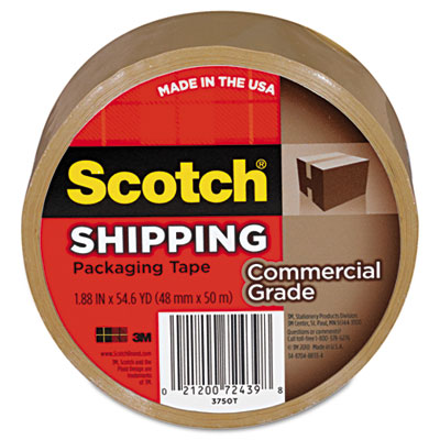 Scotch 3750 Commercial Grade
Packaging Tape, 1.88&quot; x 54.6
yards, 3&quot; Core, Tan