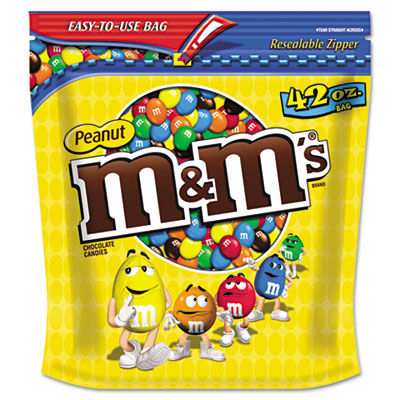 M &amp; M&#39;s Milk Chocolate Coated
Candy w/Peanut Center, 42 oz
Bag