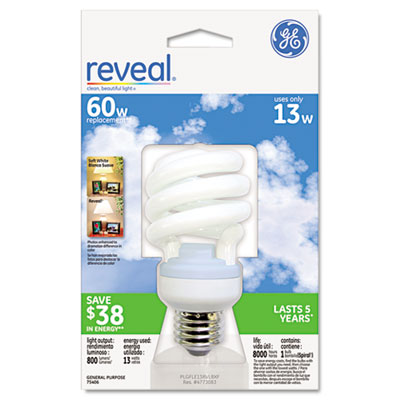 GE Energy Smart Compact
Fluorescent Spiral Light
Bulb, Spiral, 13 Watts