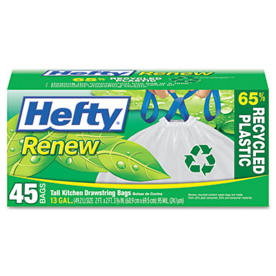 Hefty Renew Recycled Kitchen &amp; Trash Bags, 13 gal, .9mil,