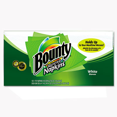 Bounty Quilted Napkins,
1-Ply, 15 x 17, White,
100/Pack