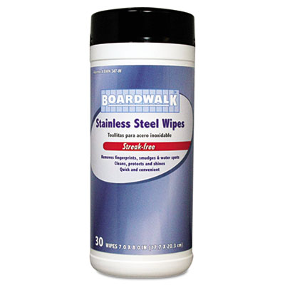 Boardwalk Stainless Steel Wipes, 8 x 7, 30