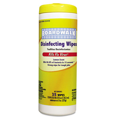 Boardwalk Disinfecting Wipes,
8 x 7, Lemon Scent, 35
Wipes/Canister