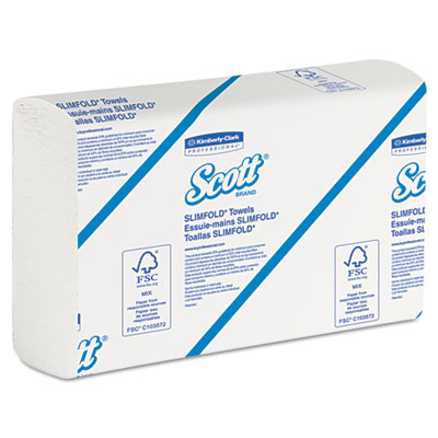 KIMBERLY-CLARK PROFESSIONAL*
SCOTT SLIMFOLD Towels, 7 1/2
x 11 3/5, White, 110
Towels/Pack