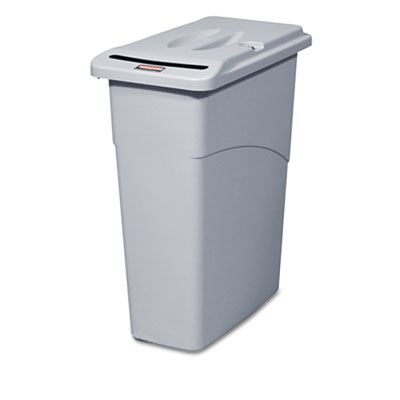 Rubbermaid Commercial Slim
Jim Confidential Receptacle
w/Lid, Rectangle, 23gal,
Light Gray