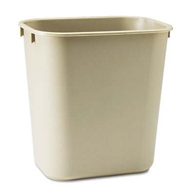 Rubbermaid Commercial
Deskside Plastic Wastebasket,
Rectangular, 3 1/2 gal, Beige