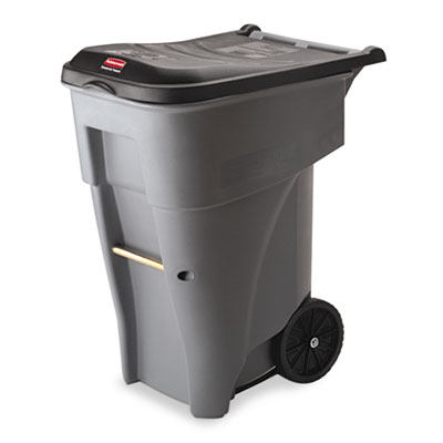 Rubbermaid Commercial Brute
Rollout H-Duty Waste
Container, Square,
Polyethylene, 65gal, Gray