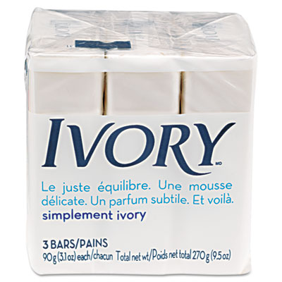 Ivory Soap Bath Bar
Individually Wrapped, White,
3.1 oz Bar