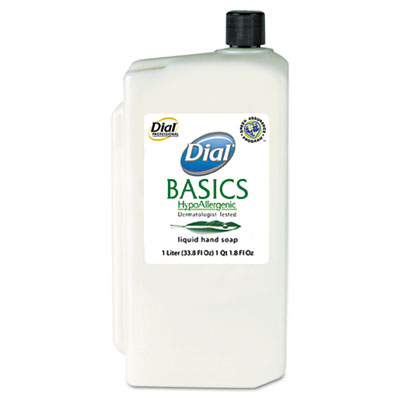 Dial Basics Hypoallergenic
Liquid Soap, White Pearl,
Honeysuckle, 1 Liter Refill