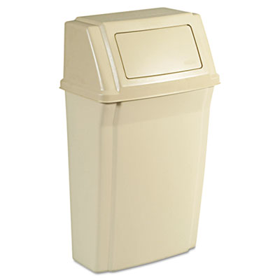 Rubbermaid Commercial Slim
Jim Wall-Mounted Container,
Rectangular, Plastic, 15 gal,
Beige