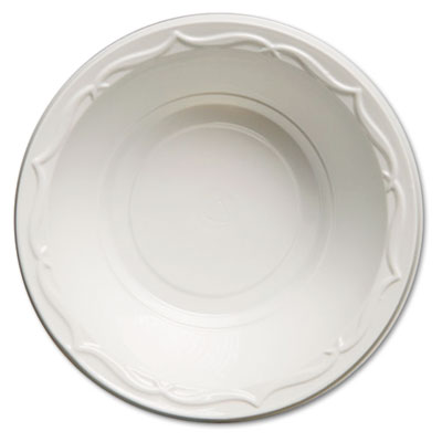 Genpak Aristocrat Plastic Bowls, 12 Ounces, White,