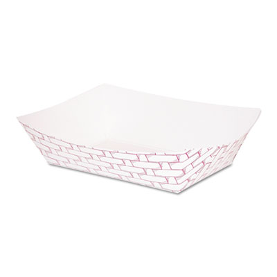 Boardwalk Paper Food Baskets, 16oz Capacity, Red/White