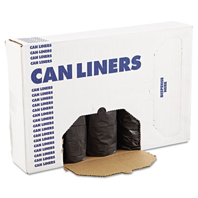 Boardwalk Low-Density Can
Liners, 60gal, .65mil, 38w x
58h, Black, 25/Roll