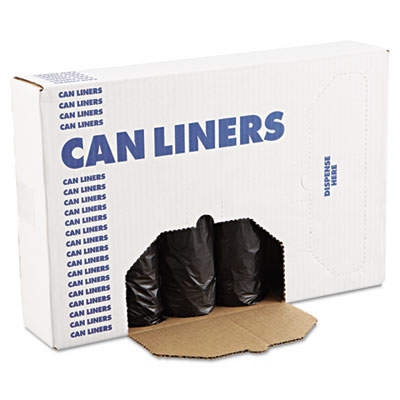 Boardwalk Low-Density Can
Liners, 55 gal, .65mil, 43w x
47h, Black, 25/Roll