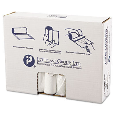 Inteplast Group High-Density
Can Liner, 33 x 39,
33-Gallon, 13 Micron
Equivalent, Clear, 25/Roll
