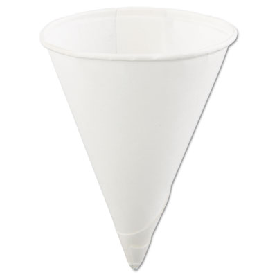 Konie Rolled-Rim Paper Cone Cups, 4oz, White