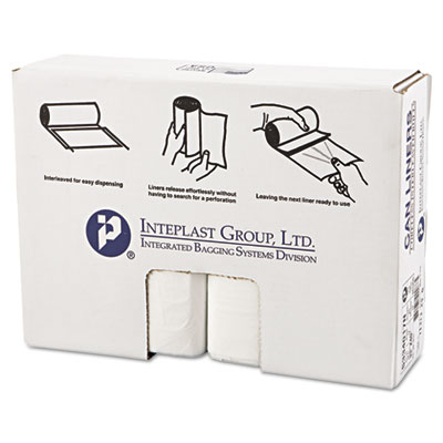 Inteplast Group High-Density
Can Liner, 33 x 40,
33-Gallon, 17 Micron, Clear,
25/Roll