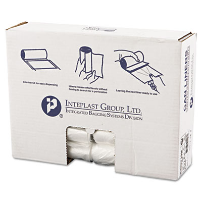 Inteplast Group High-Density
Can Liner, 30 x 37,
30-Gallon, 10 Micron, Clear,
25/Roll