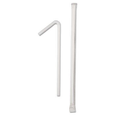 Dixie Wrapped Flex Straws, 7 3/4&quot;, Polypropylene, White