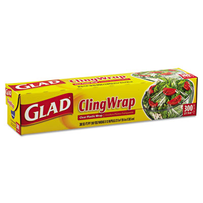 Glad Plastic Cling Wrap, 12&quot; x 300 ft, Clear