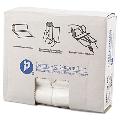 Inteplast Group High-Density
Can Liner, 24 x 33,
16-Gallon, 6 Micron, Clear,
50/Roll