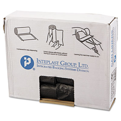 Inteplast Group High-Density
Can Liner, 24 x 24,
10-Gallon, 6 Micron, Black,
50/Roll