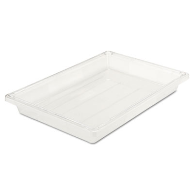 Rubbermaid Commercial
Food/Tote Boxes, 5gal, 26w x
18d x 3 1/2h, Clear