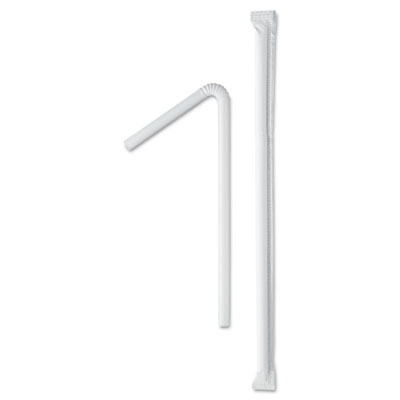 SOLO Cup Company Wrapped
Super-Jumbo Flexible Straws,
7 5/8&quot;, White