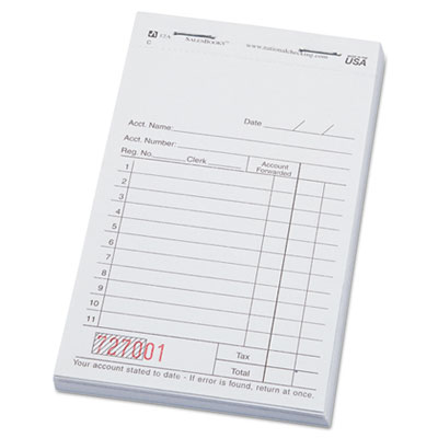 National Checking Company
SalesBook, Two-Part Carbon, 3
1/2 x 5 5/8, 50 Checks/Pad,
100 Pads/Case