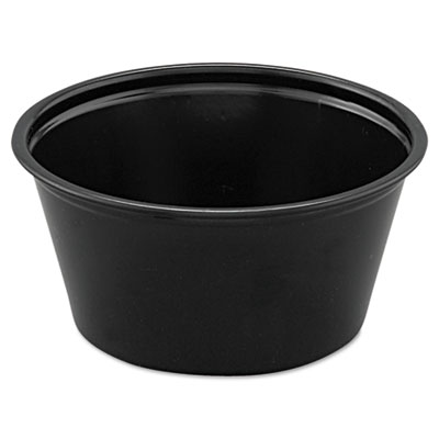 SOLO Cup Company Plastic
Souffl Portion Cups, 2 oz.,
Black, 250/Bag