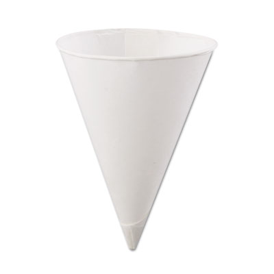 Konie Rolled-Rim Paper Cone Cups, 4.5oz, White