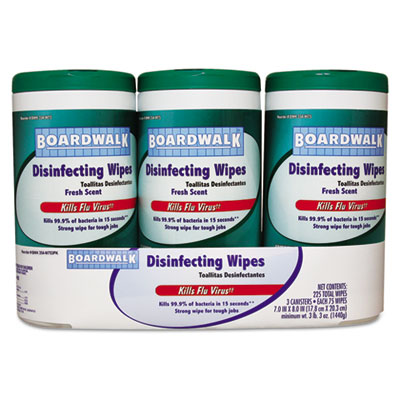 Boardwalk Disinfecting Wipes,
8 x 7, Fresh Scent, 75 per
Canister