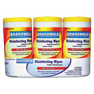 Boardwalk Disinfecting Wipes,
8 x 7, Lemon Scent, 75 per
Canister