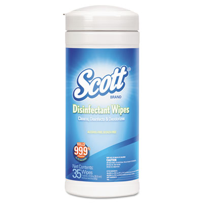 KIMBERLY-CLARK PROFESSIONAL*
SCOTT Disinfectant Wipes,
White, Pleasant Scent,
35/Canister