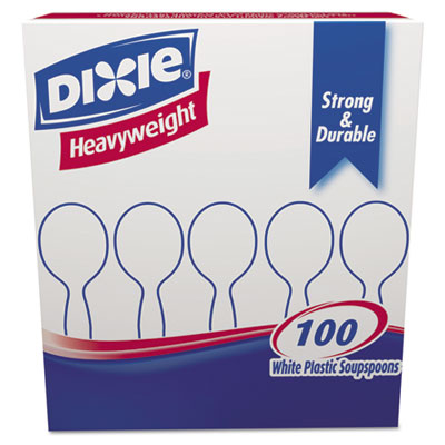 Dixie Plastic Cutlery, Heavyweight Soup Spoons, White