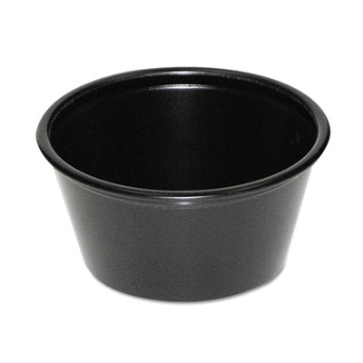 Boardwalk Plastic Souffl Cups, 2 oz., Black, 200/Bag