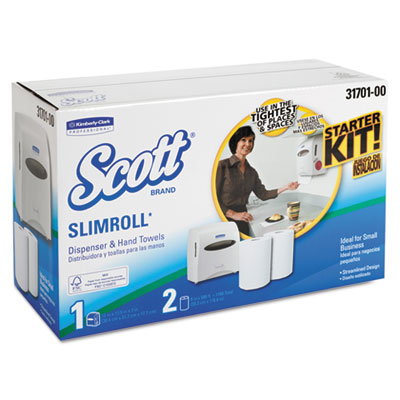 KIMBERLY-CLARK PROFESSIONAL*
SLIMROLL Hard Roll Hand Towel
System, 1 dispenser w/2
rolls, White, 12x7x12.5