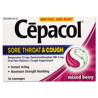 Cepacol Sore Throat and Cough
Lozenges, Mixed Berry